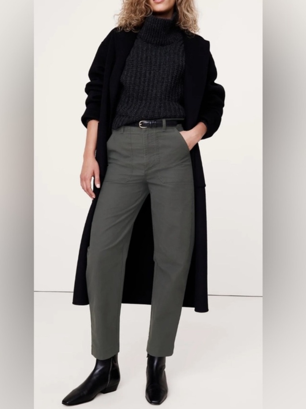 Banana Republic Pants - dark gray barrel leg utility chino